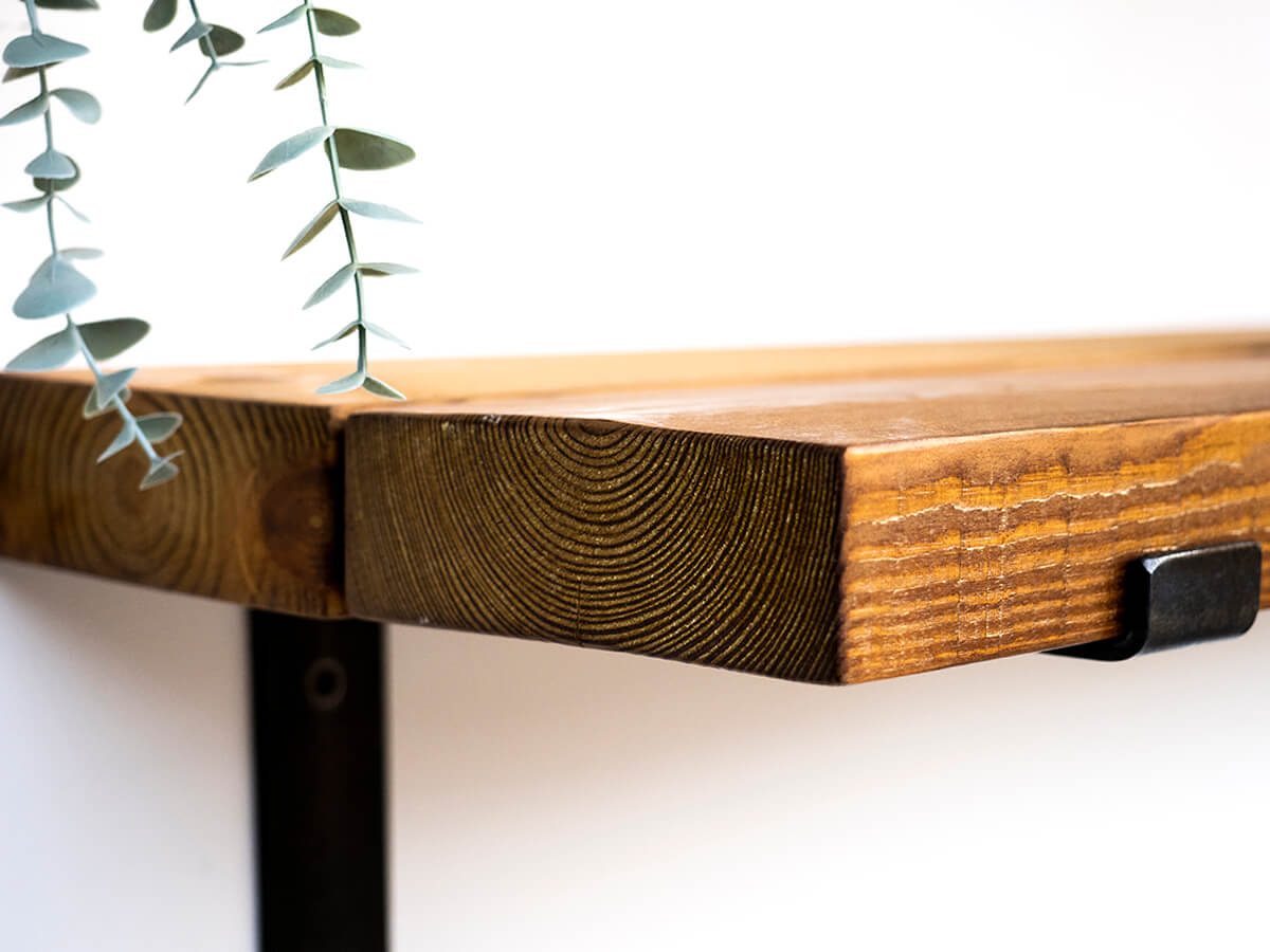 Industrial Bracket Shelf - Medium Oak Finish