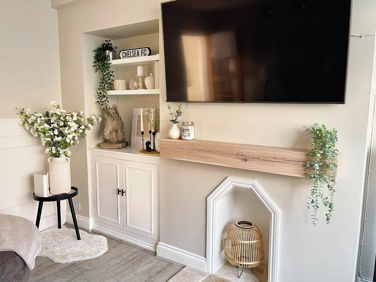 Classic Oak Fireplace Mantel - White Finish