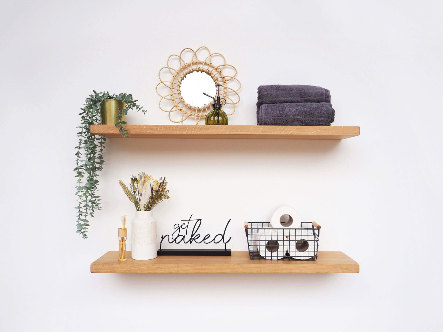 Solid Oak Floating Shelf - Light Finish