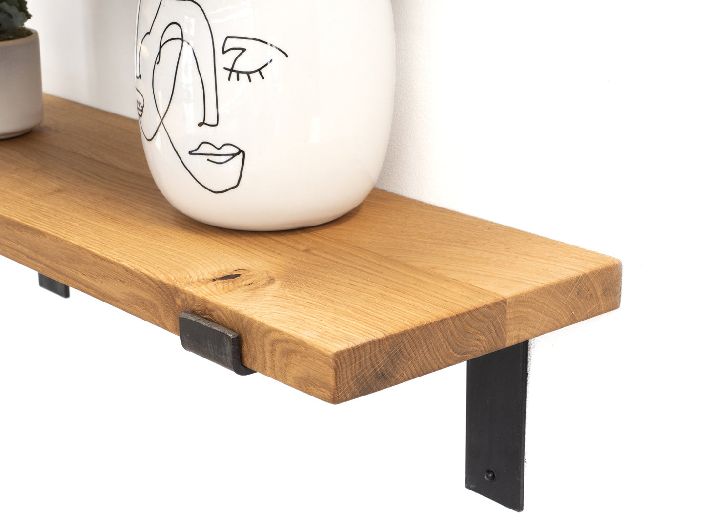 Solid Oak Shelf with Brackets - Danish Oil Finish