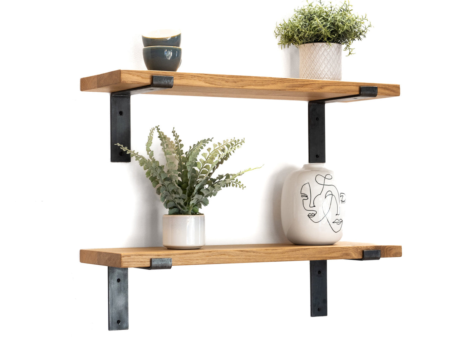 Solid Oak Shelf with Brackets - Danish Oil Finish