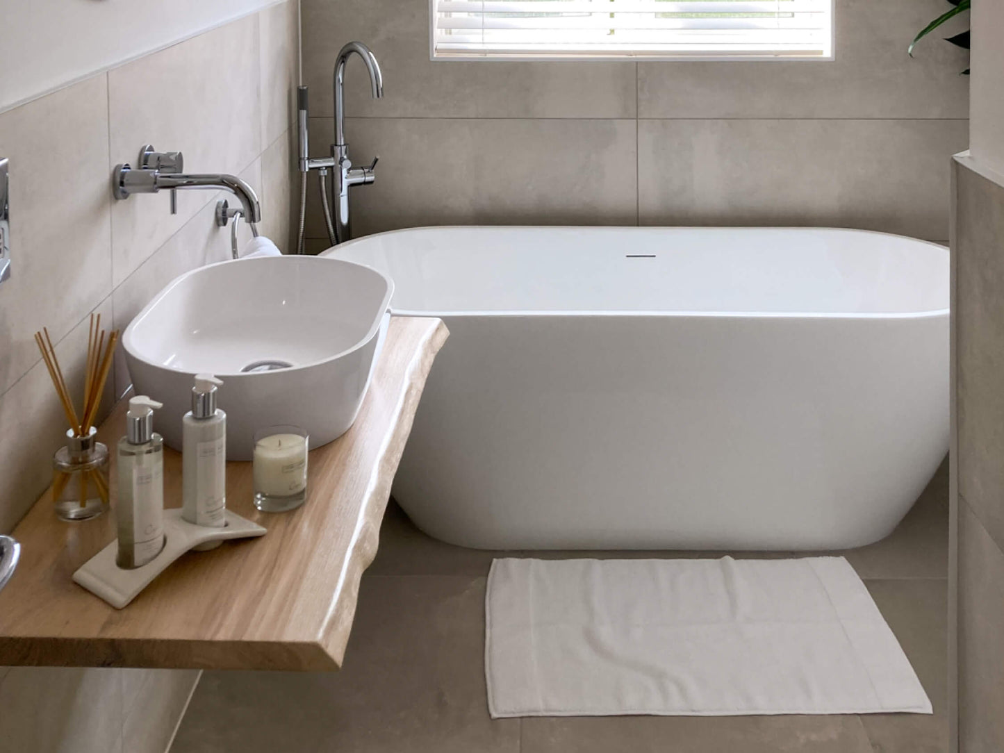 Natural Edge Sink Shelf - White Stain & Clear Lacquer