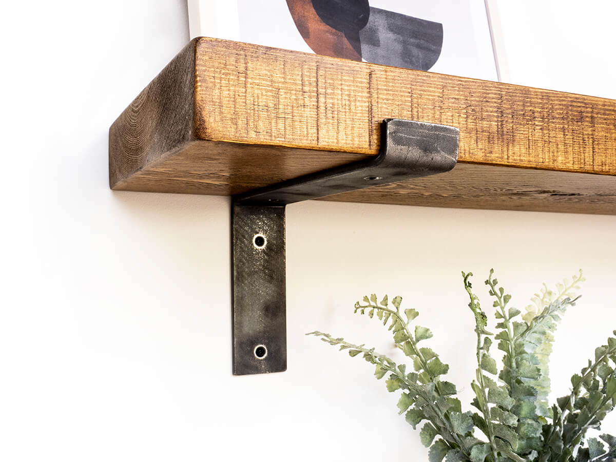 Industrial Bracket Shelf - Rugger Brown Finish