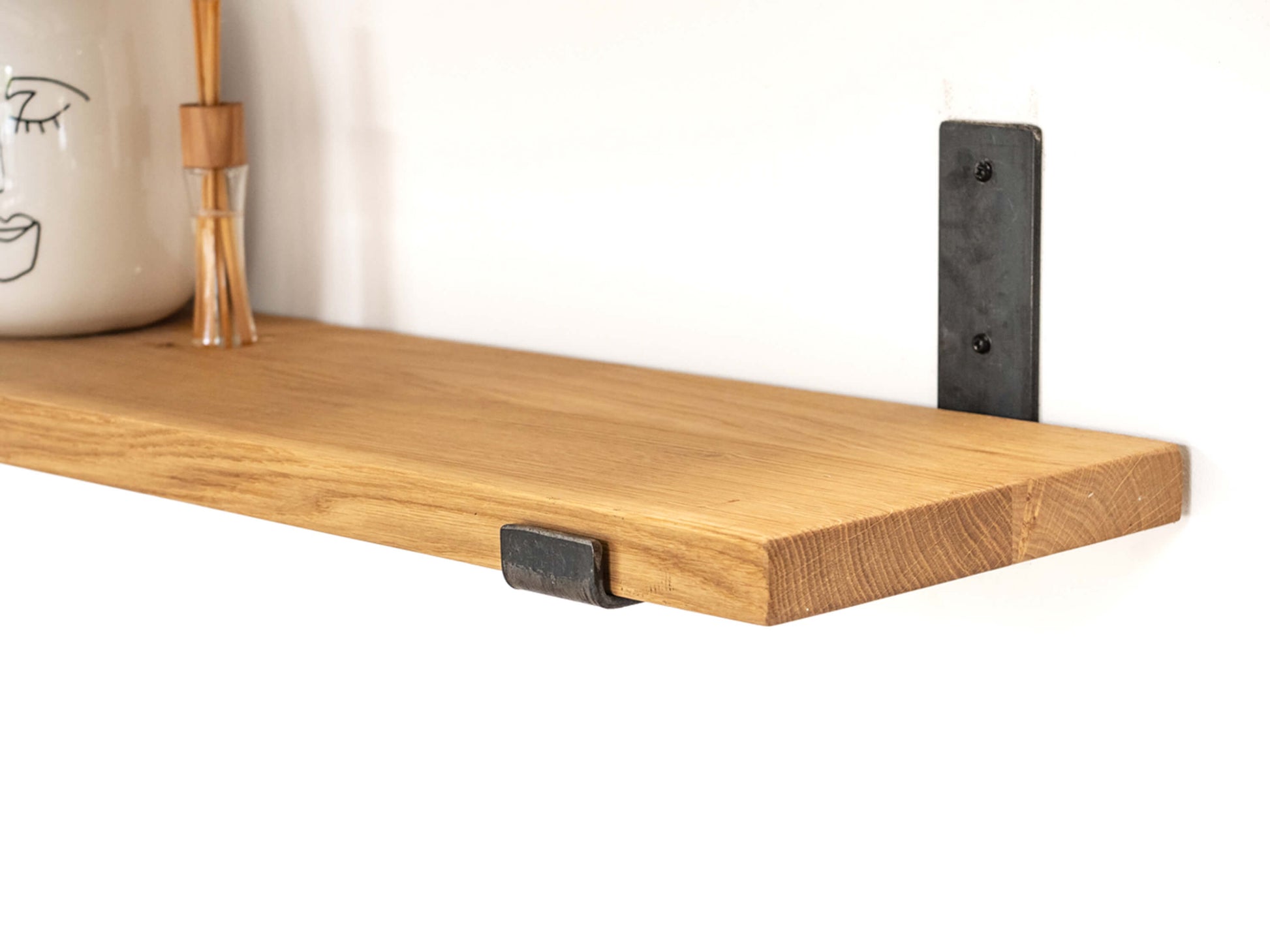 Solid Oak Shelf with Brackets - Danish Oil Finish