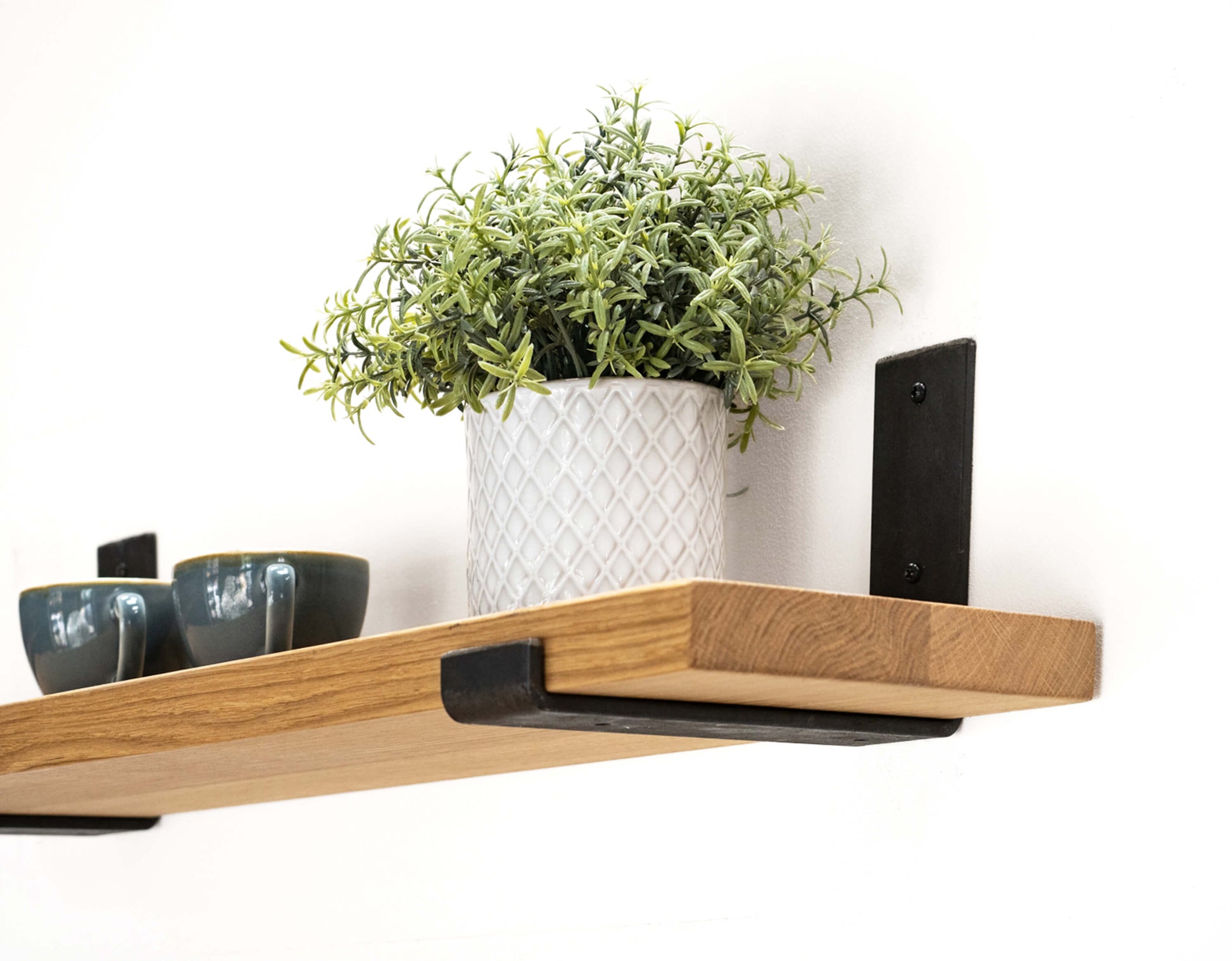 Solid Oak Shelf with Brackets - Danish Oil Finish