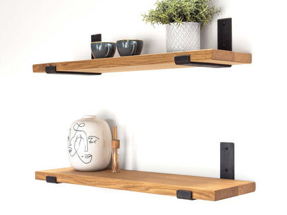 Solid Oak Shelf with Brackets - Danish Oil Finish
