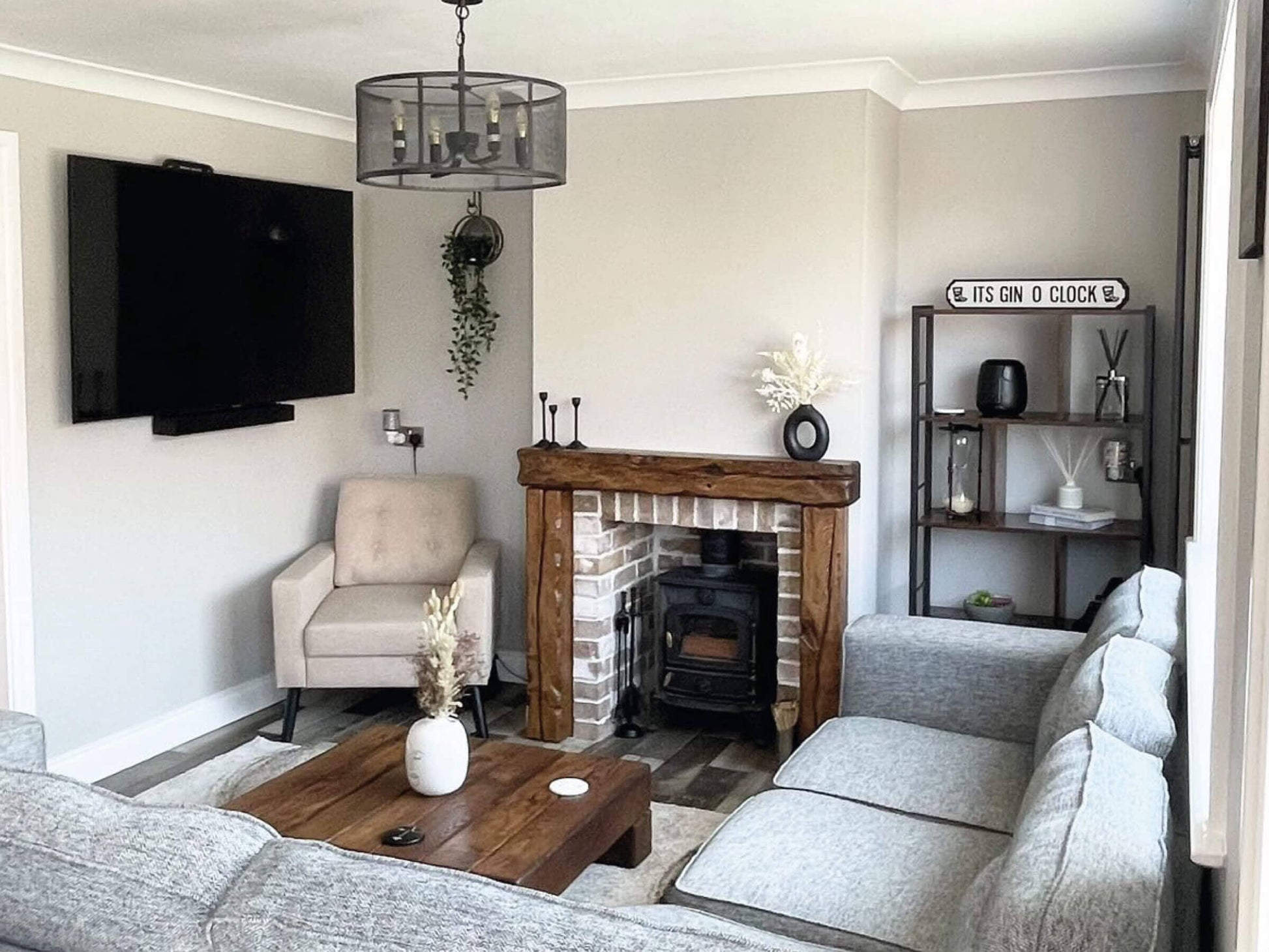 Rustic Oak Beam Surround *Reclaimed* - Walnut Finish